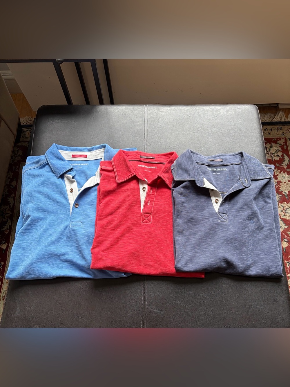 Johnston & Murphy Men's Polo Trio in Red, Blue, Navy L XL